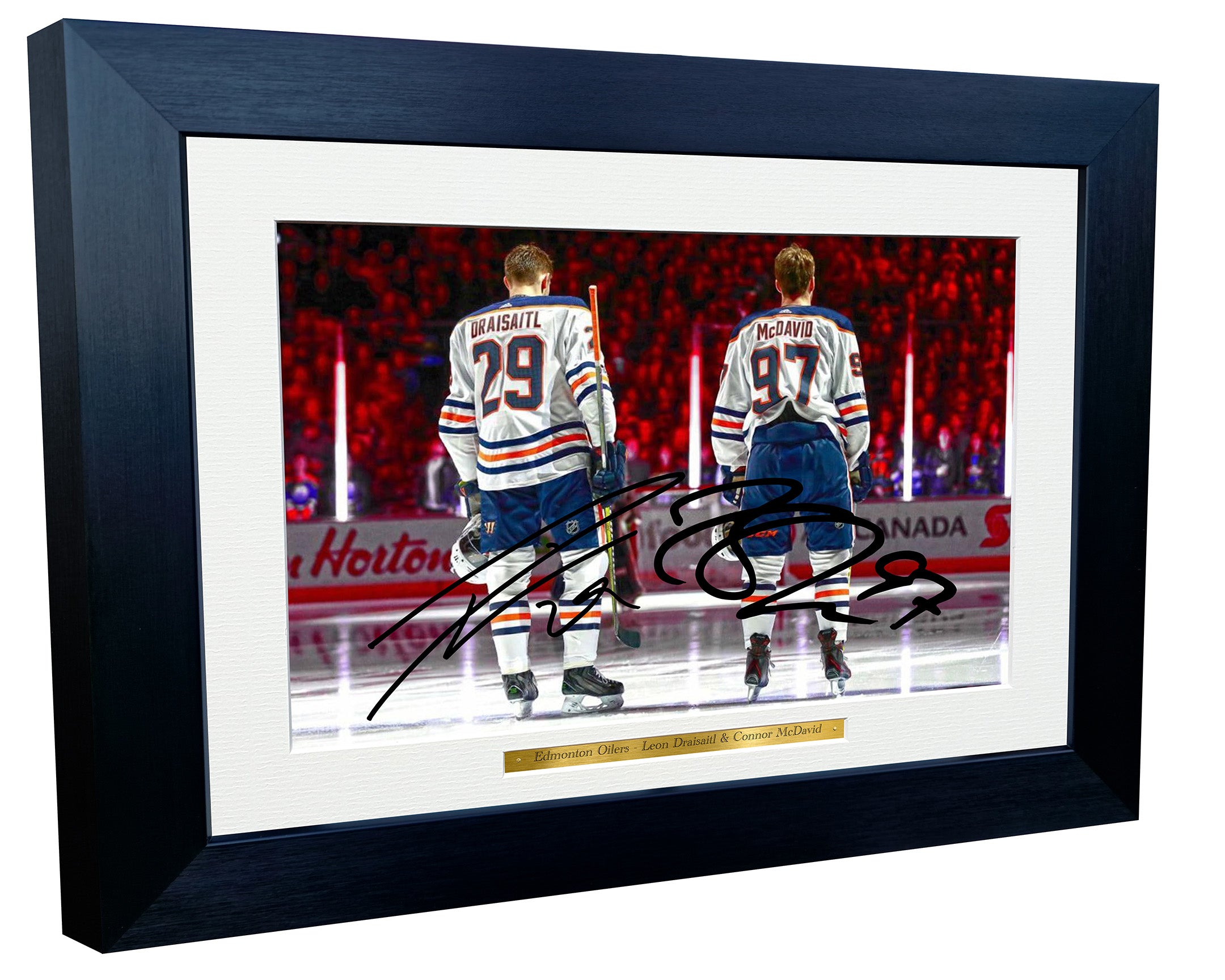 Kitbags & Lockers 12x8 A4 Connor McDavid Leon Draisaitl Edmonton Oilers NHL Autographed Signed Photo Photograph Picture Frame Ice Hockey Poster Gift 2