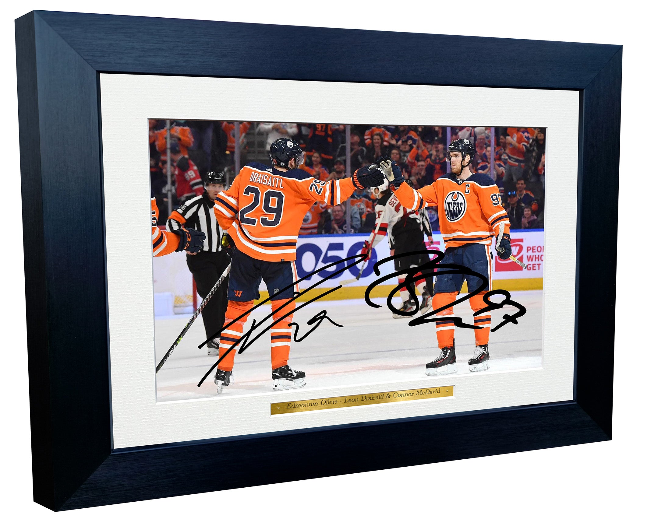 Kitbags & Lockers 12x8 A4 Connor McDavid Leon Draisaitl Edmonton Oilers NHL Autographed Signed Photo Photograph Picture Frame Ice Hockey Poster Gift 3