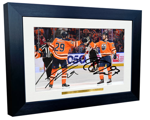 Kitbags & Lockers 12x8 A4 Connor McDavid Leon Draisaitl Edmonton Oilers NHL Autographed Signed Photo Photograph Picture Frame Ice Hockey Poster Gift 3