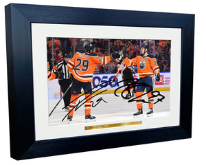 Kitbags & Lockers 12x8 A4 Connor McDavid Leon Draisaitl Edmonton Oilers NHL Autographed Signed Photo Photograph Picture Frame Ice Hockey Poster Gift 3