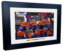 Load image into Gallery viewer, Kitbags &amp; Lockers 12x8 A4 Connor McDavid Leon Draisaitl Edmonton Oilers NHL Autographed Signed Photo Photograph Picture Frame Ice Hockey Poster Gift 5