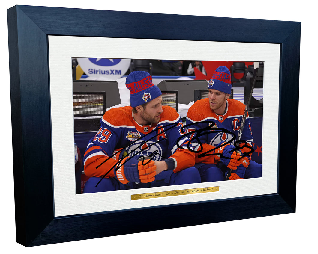Kitbags & Lockers 12x8 A4 Connor McDavid Leon Draisaitl Edmonton Oilers NHL Autographed Signed Photo Photograph Picture Frame Ice Hockey Poster Gift 5