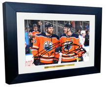 Load image into Gallery viewer, Kitbags &amp; Lockers 12x8 A4 Connor McDavid Leon Draisaitl Edmonton Oilers NHL Autographed Signed Photo Photograph Picture Frame Ice Hockey Poster Gift 6