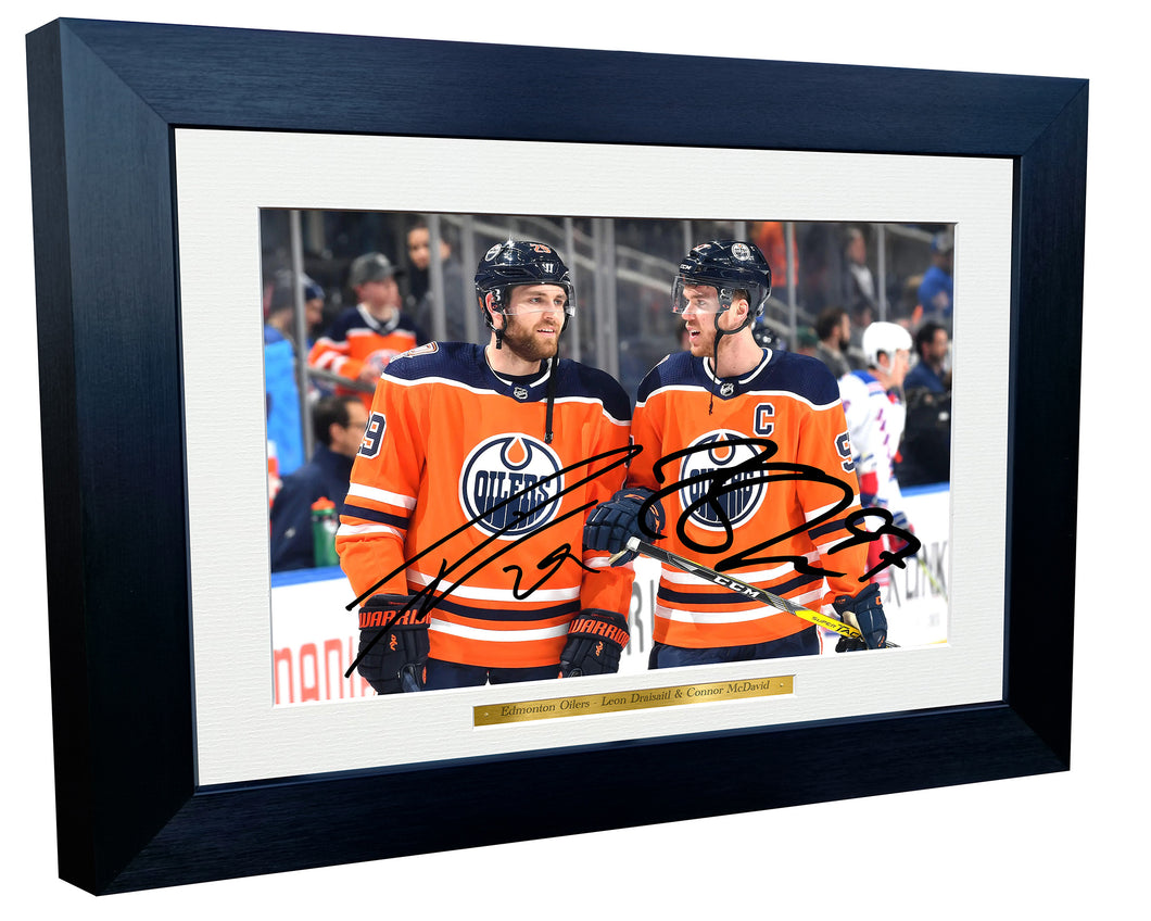 Kitbags & Lockers 12x8 A4 Connor McDavid Leon Draisaitl Edmonton Oilers NHL Autographed Signed Photo Photograph Picture Frame Ice Hockey Poster Gift 6