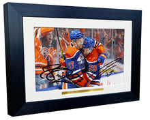 Load image into Gallery viewer, Kitbags &amp; Lockers 12x8 A4 Connor McDavid Leon Draisaitl Edmonton Oilers NHL Autographed Signed Photo Photograph Picture Frame Ice Hockey Poster Gift 7