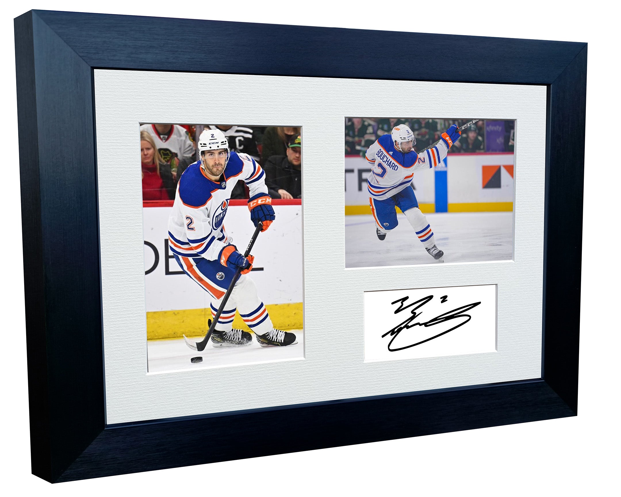 A4 Evan Bouchard Edmonton Oilers NHL Autographed Signed Photo Photograph Picture Frame Ice Hockey Poster Gift Triple
