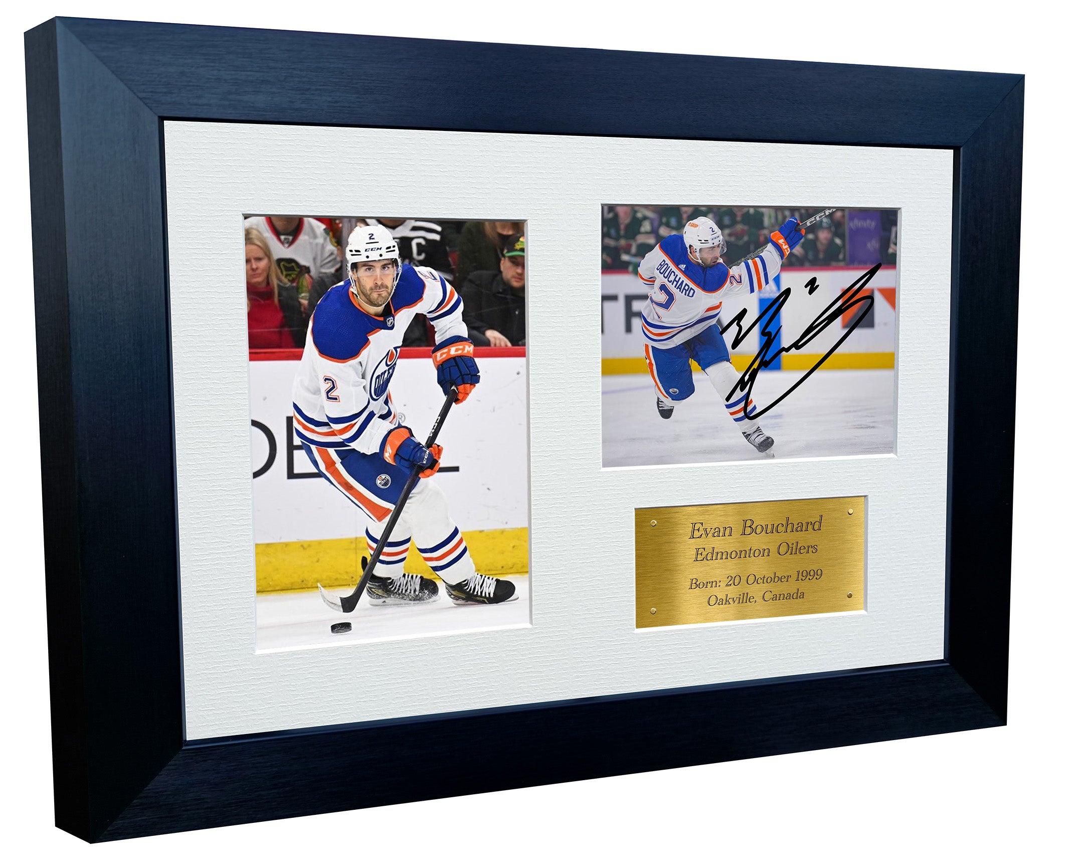 A4 Evan Bouchard Edmonton Oilers NHL Autographed Signed Photo Photograph Picture Frame Ice Hockey Poster Gift Triple G