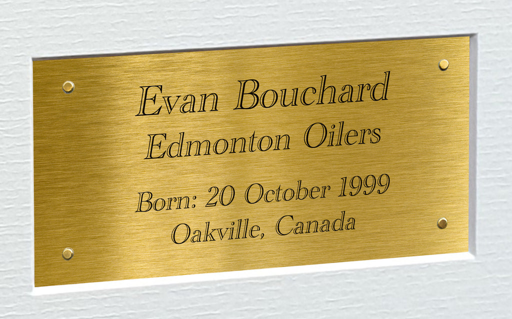 A4 Evan Bouchard Edmonton Oilers NHL Autographed Signed Photo Photograph Picture Frame Ice Hockey Poster Gift Triple G