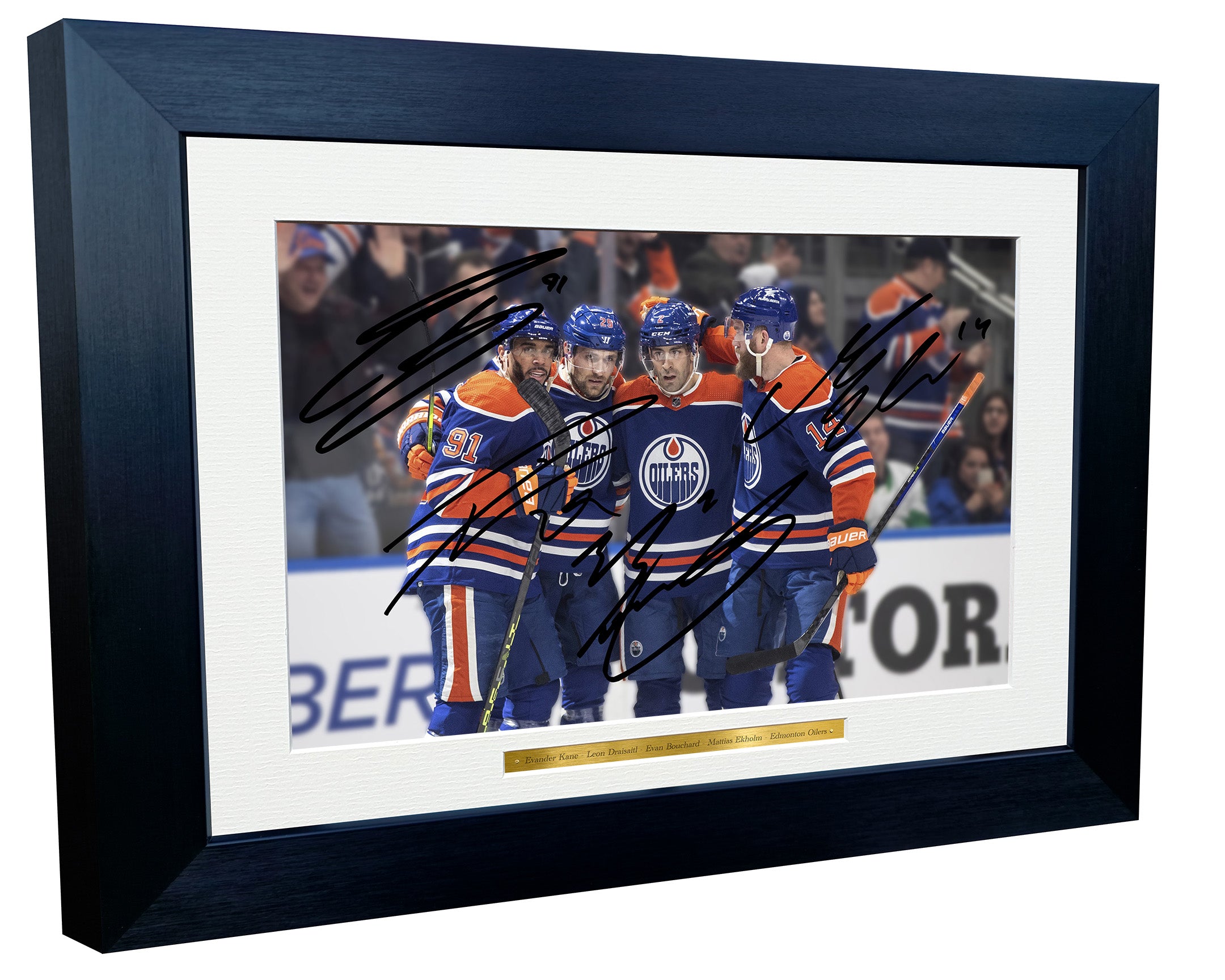 A4 Connor McDavid Mattias Ekholm Edmonton Oilers NHL Autographed Signed Photo Photograph Picture Frame Ice Hockey Poster Gift