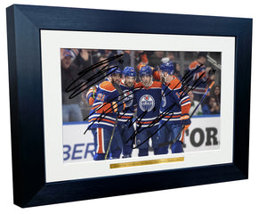 A4 Connor McDavid Mattias Ekholm Edmonton Oilers NHL Autographed Signed Photo Photograph Picture Frame Ice Hockey Poster Gift