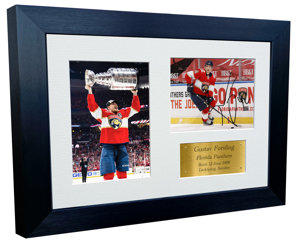 Kitbags & Lockers 12x8 A4 Gustav Forsling Florida Panthers Stanley Cup Winners NHL Autographed Signed Signature Photo Photograph Picture Frame Ice Hockey Poster Gift Triple G