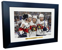 Load image into Gallery viewer, Kitbags &amp; Lockers 12x8 A4 Matthew Tkachuk Brandon Montour Aleksander Barkov Florida Panthers NHL Autographed Signed Signature Photo Photograph Picture Frame Ice Hockey Poster Gift