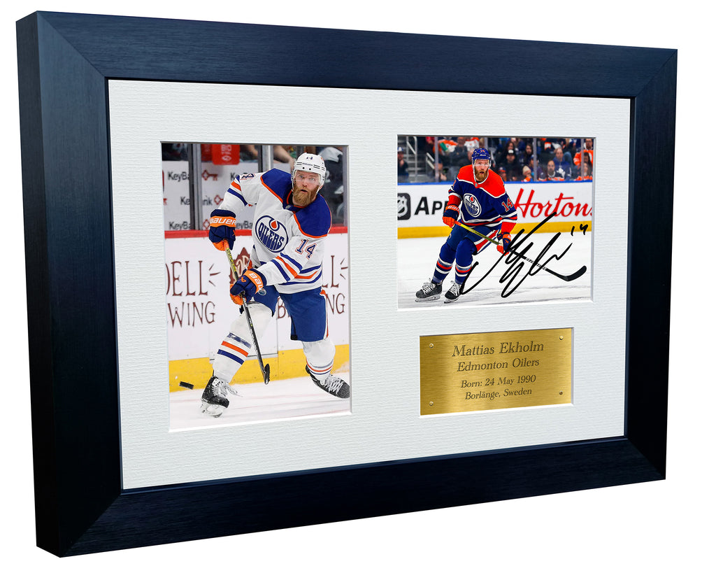 A4 Mattias Ekholm Edmonton Oilers NHL Autographed Signed Photo Photograph Picture Frame Ice Hockey Poster Gift Triple G