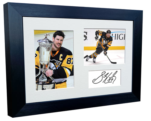 Kitbags & Lockers 12x8 A4 Sidney Crosby Pittsburgh Penguins NHL Autographed Signed Signature Photo Photograph Picture Frame Ice Hockey Poster Gift Triple