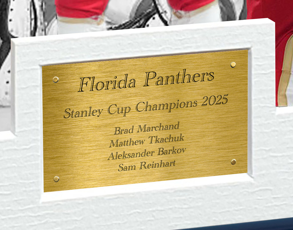 12x8 A4 Stanley Cup Champions 2025 Florida Panthers Brad Marchand Matthew Tkachuk Aleksander Barkov Sam Reinhart NHL Autograph Signed Signature Photo Photograph Picture Frame Ice Hockey Poster Gift
