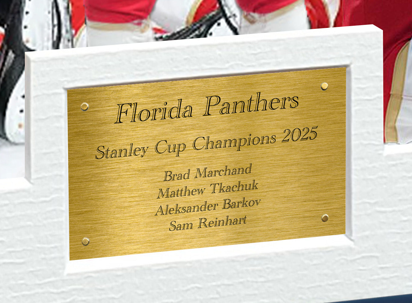12x8 A4 Stanley Cup Champions 2025 Florida Panthers Brad Marchand Matthew Tkachuk Aleksander Barkov Sam Reinhart NHL Autograph Signed Signature Photo Photograph Picture Frame Ice Hockey Poster Gift Colour