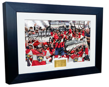 Load image into Gallery viewer, 12x8 A4 Stanley Cup Champions 2025 Florida Panthers Brad Marchand Matthew Tkachuk Aleksander Barkov Sam Reinhart NHL Autograph Signed Signature Photo Photograph Picture Frame Ice Hockey Poster Gift Colour