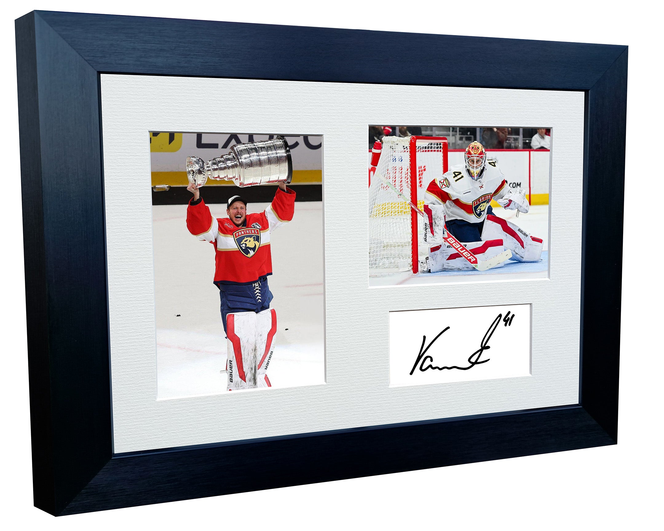 Kitbags & Lockers 12x8 A4 Vitek Vanecek Florida Panthers Stanley Cup Winners NHL Autographed Signed Signature Photo Photograph Picture Frame Ice Hockey Poster Gift Triple