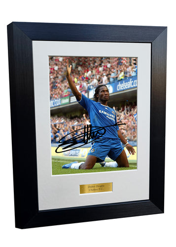 12x8 A4 Didier Drogba Chelsea Autographed Autograph Signed Signature Photograph Photo Picture Frame Football Soccer Poster Gift Triple Gold 8x6