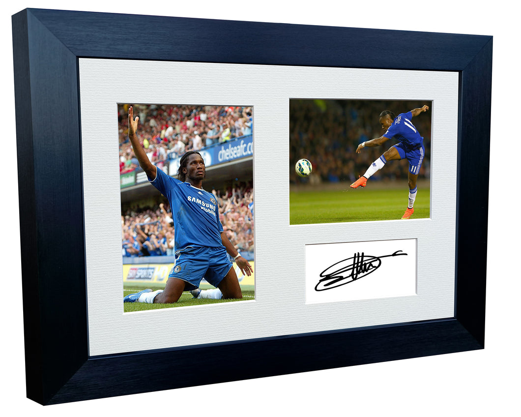 12x8 A4 Didier Drogba Chelsea Autographed Autograph Signed Signature Photograph Photo Picture Frame Football Soccer Poster Gift Triple