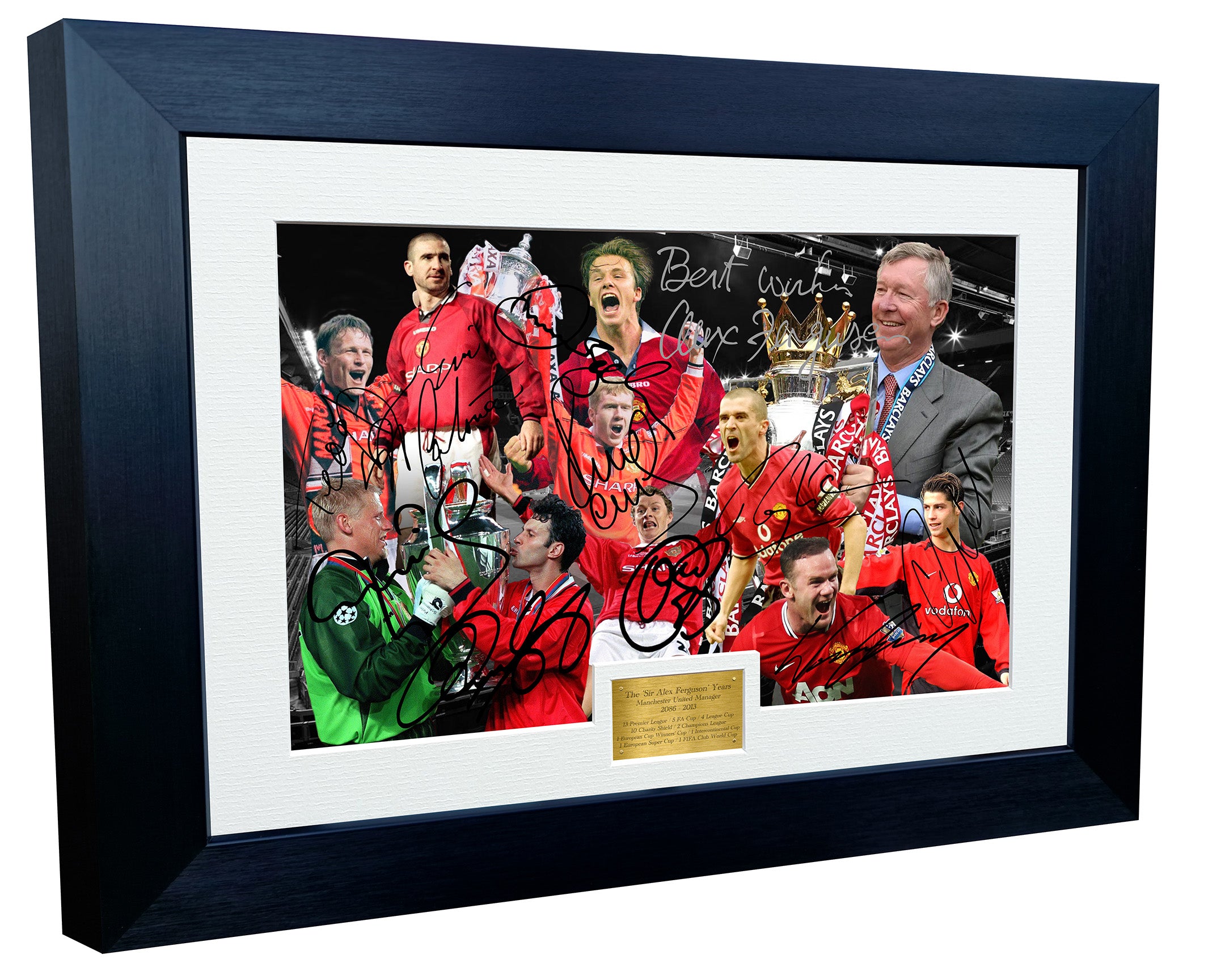 "SIR ALEX FERGUSON YEARS" Cantona-Ronaldo-Beckham-Giggs-Rooney-Scholes Manchester United Photo Picture Signed