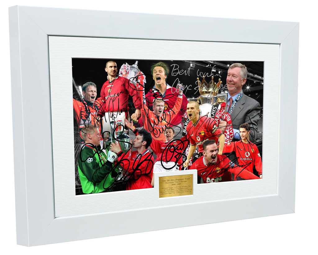 "SIR ALEX FERGUSON YEARS" Cantona-Ronaldo-Beckham-Giggs-Rooney-Scholes Manchester United Photo Picture Signed