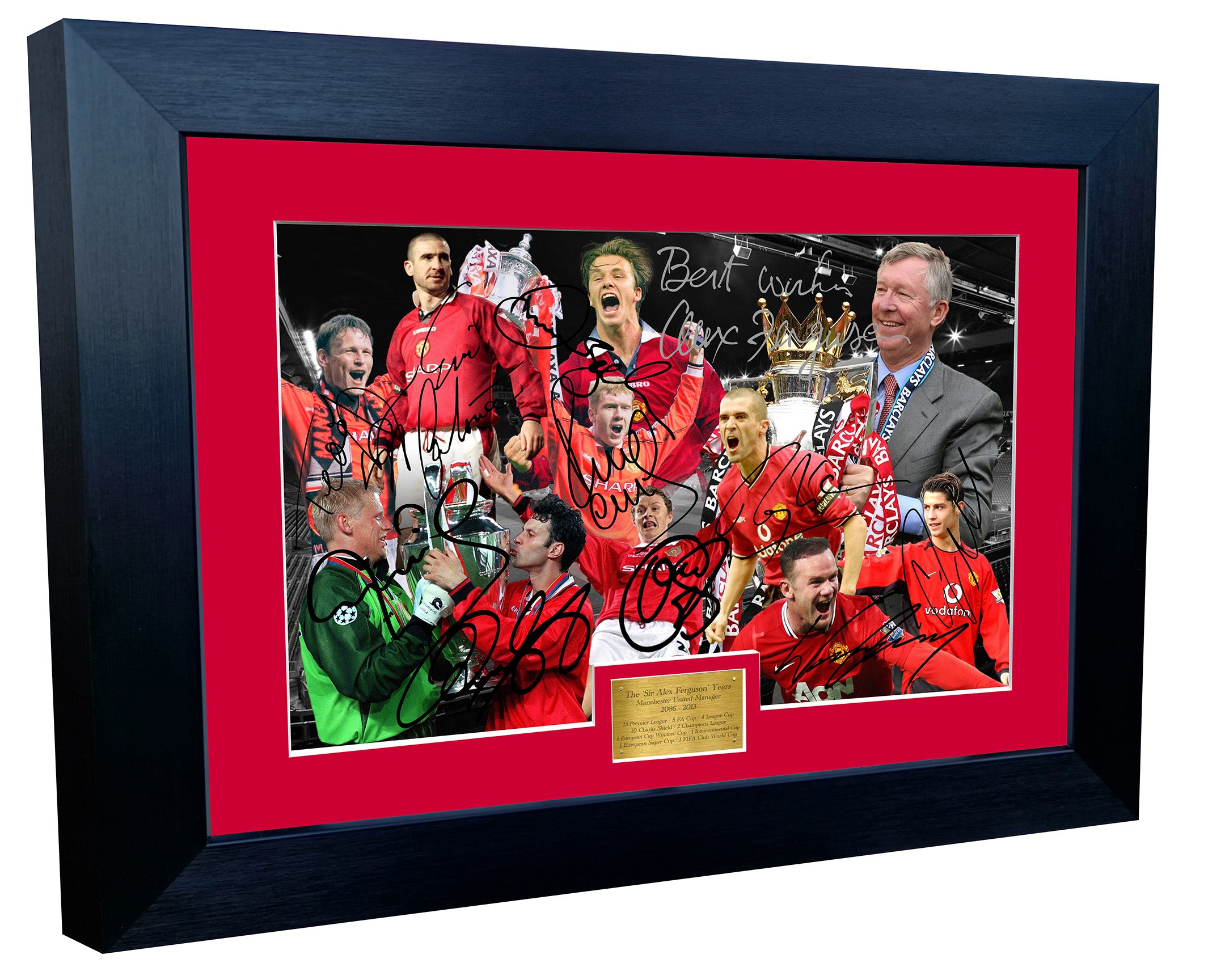 "SIR ALEX FERGUSON YEARS" Cantona-Ronaldo-Beckham-Giggs-Rooney-Scholes Manchester United Photo Picture Signed