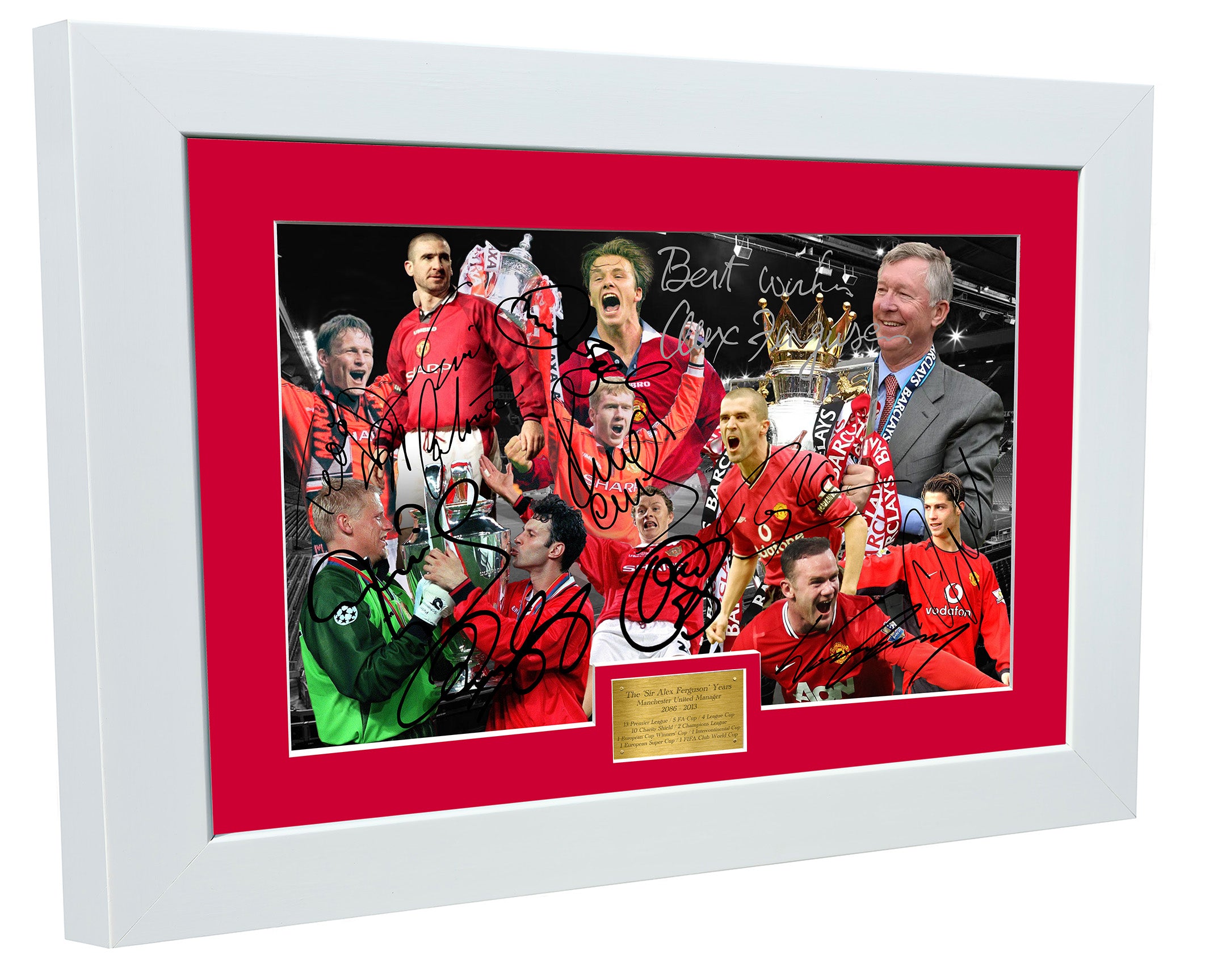 "SIR ALEX FERGUSON YEARS" Cantona-Ronaldo-Beckham-Giggs-Rooney-Scholes Manchester United Photo Picture Signed
