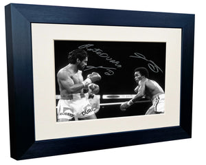 THE BRAWL IN MONTREAL Sugar Ray Leonard vs Roberto Duran Hands Of Stone Boxing Autographed Signed Signature Photo Photograph Picture Frame Poster The Four Kings 1