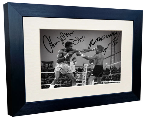MALICE AT THE PALACE Thomas Hitman Hearns vs Roberto Duran Hands Of Stone Boxing Autographed Signed Signature Photo Photograph Picture Frame Poster The Four Kings 1