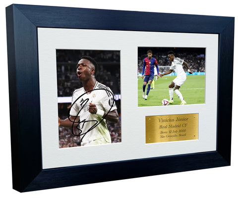 12x8 A4 Signed Vinicius Junior Vini Jr Real Madrid Autographed Autograph Signed Signature Photograph Photo Picture Frame Football Soccer Poster Gift Triple G