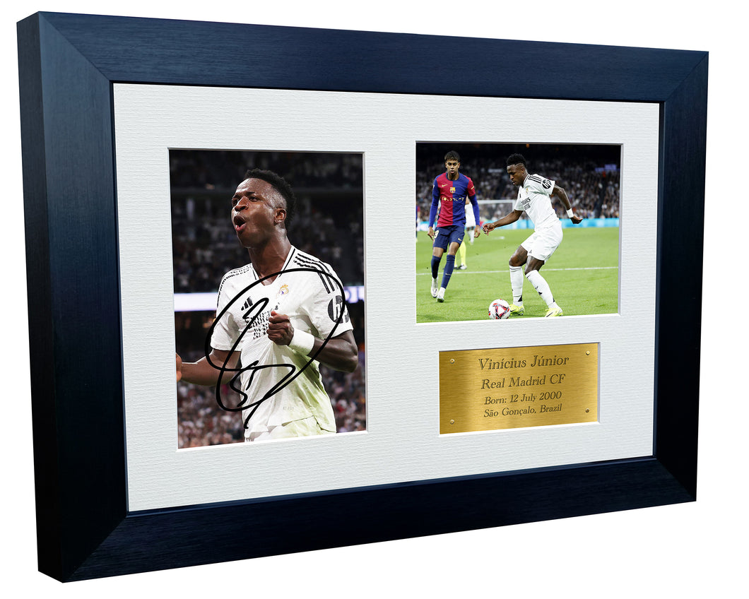 12x8 A4 Signed Vinicius Junior Vini Jr Real Madrid Autographed Autograph Signed Signature Photograph Photo Picture Frame Football Soccer Poster Gift Triple G