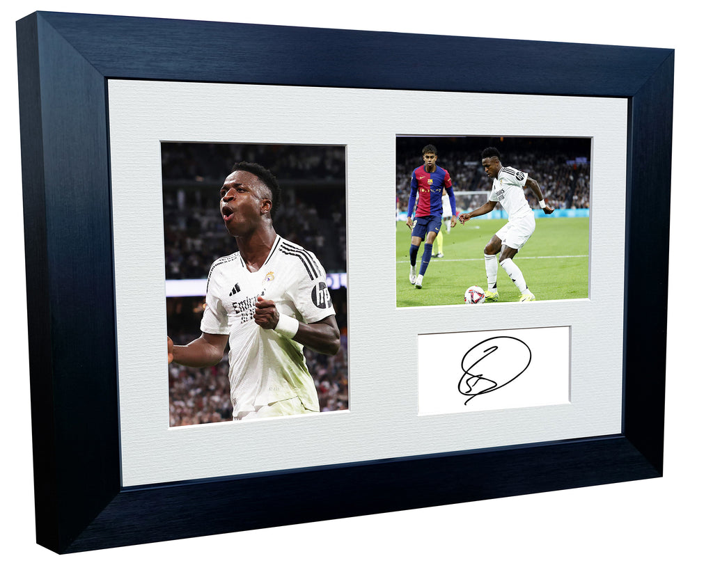 12x8 A4 Signed Vinicius Junior Vini Jr Real Madrid Autographed Autograph Signed Signature Photograph Photo Picture Frame Football Soccer Poster Gift Triple