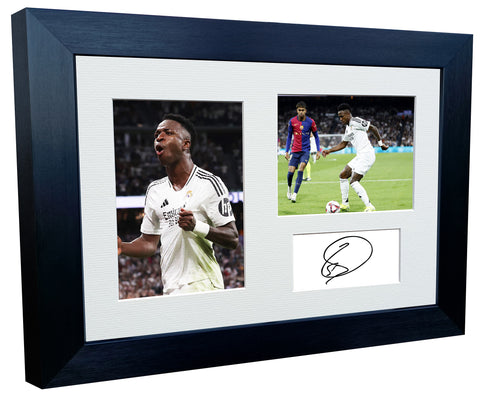 12x8 A4 Signed Vinicius Junior Vini Jr Real Madrid Autographed Autograph Signed Signature Photograph Photo Picture Frame Football Soccer Poster Gift Triple