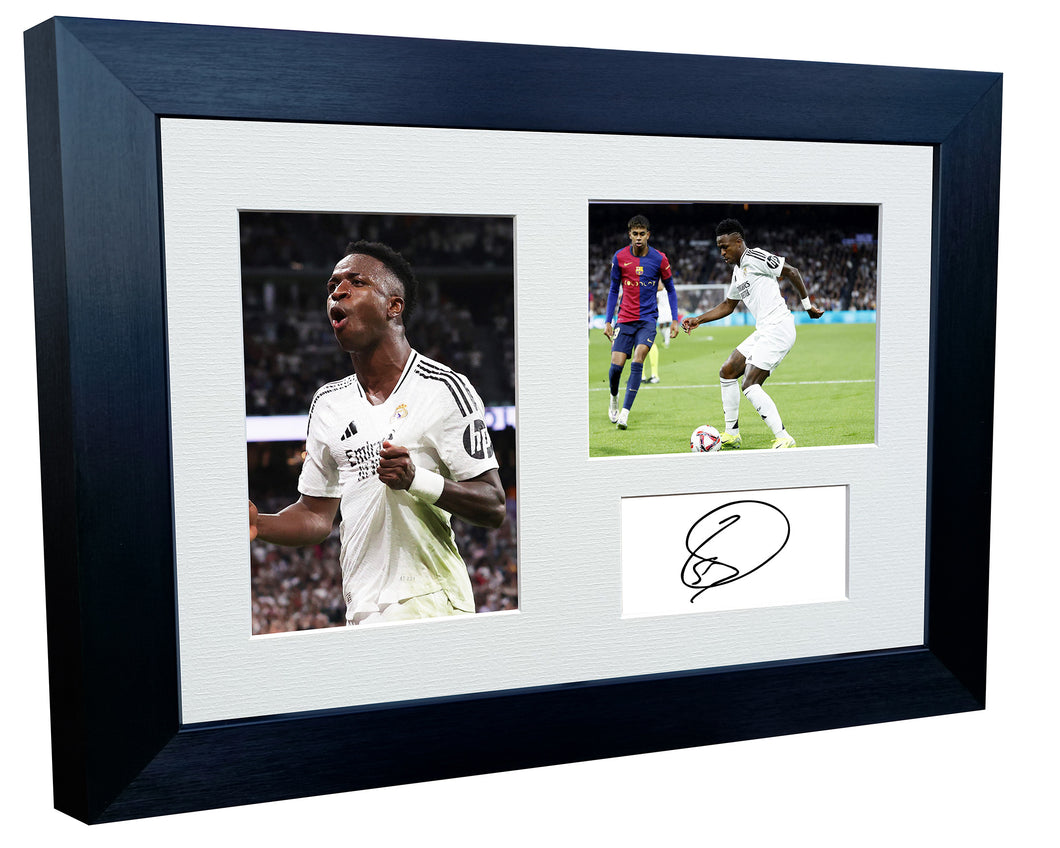 12x8 A4 Signed Vinicius Junior Vini Jr Real Madrid Autographed Autograph Signed Signature Photograph Photo Picture Frame Football Soccer Poster Gift Triple