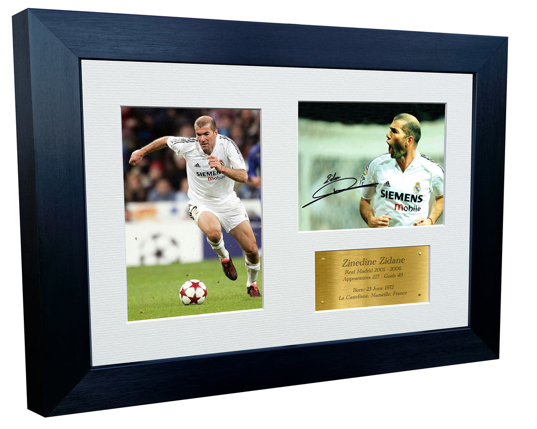 12x8 A4 Signed Zinedine Zidane Real Madrid Autographed Autograph Signed Signature Photograph Photo Picture Frame Football Soccer Poster Gift G