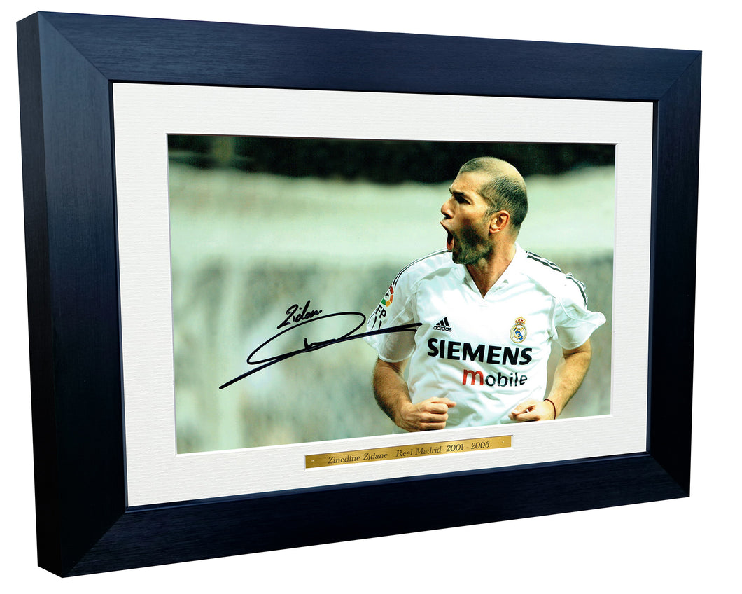 12x8 A4 Signed Zinedine Zidane Real Madrid Autographed Autograph Signed Signature Photograph Photo Picture Frame Football Soccer Poster Gift