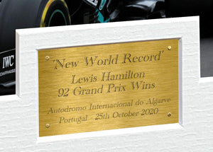 "New World Record 92 Wins" Lewis Hamilton Signed Photo Photograph Picture Motor Sport Formula 1 F1
