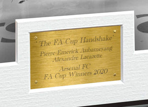 Signed "2020 FA Cup Winners Handshake" Lacazette Aubameyang Arsenal FC Photo Photograph Picture Football Soccer