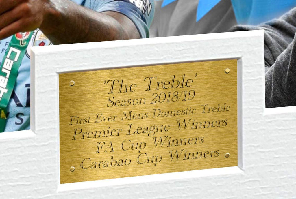 Large A3 2018/19 TREBLE Signed Manchester City Guardiola De Bruyne Agüero Sterling Jesus Sane Photo Picture