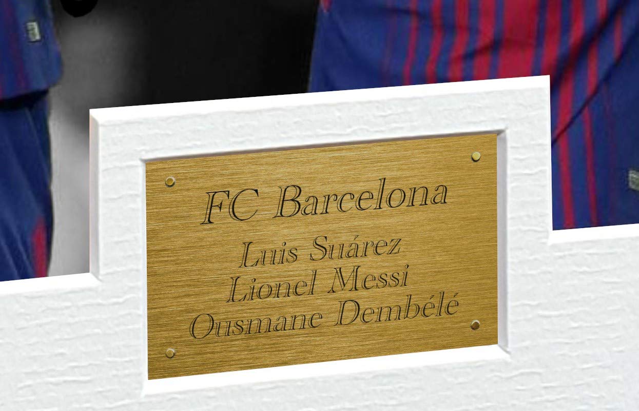 FC Barcelona Luis Suarez Lionel Messi Ousmane Dembele Signed Photo Photograph Picture Frame Soccer