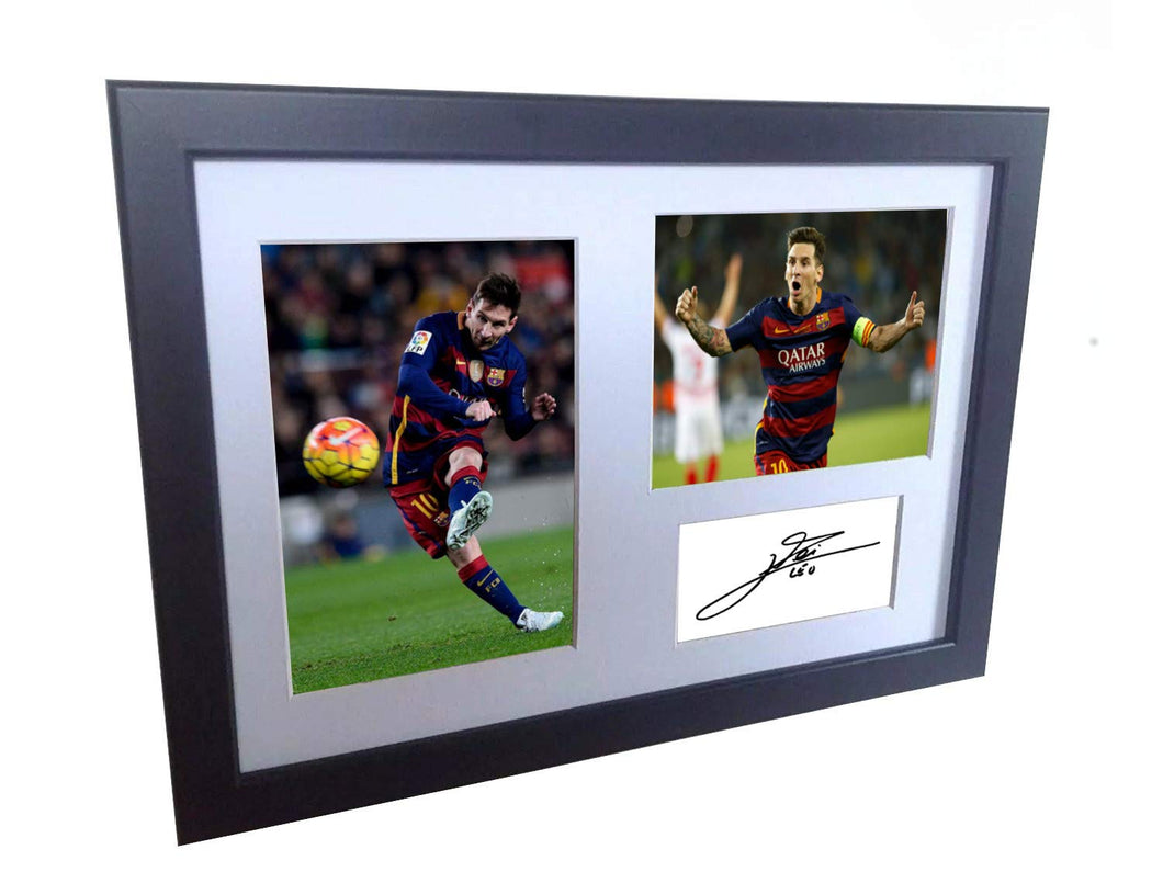 Signed Lionel Messi Barcelona Photo Photograph Picture Frame Autograph Mount A4