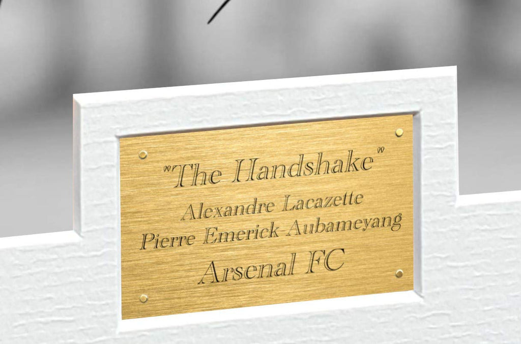 Signed "HANDSHAKE" Lacazette Aubameyang Arsenal FC Photo Photograph Picture Football Soccer