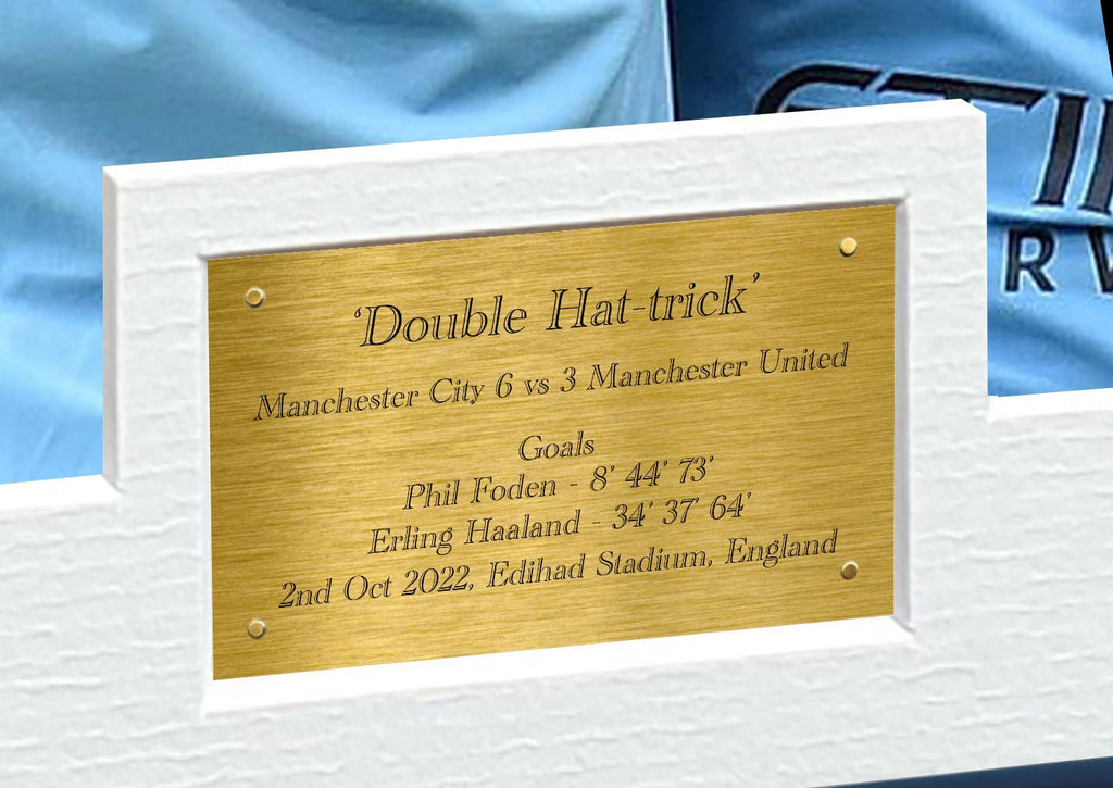 A4 Erling Haaland Phil Foden Hat-tricks Manchester City vs Manchester United Autographed Signed Photo Photograph Picture Frame Football Soccer Poster Gift 12x8