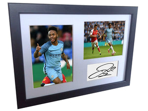 A4 Signed Raheem Sterling Manchester City Autographed Photo Photograph Picture Frame Gift 12x8