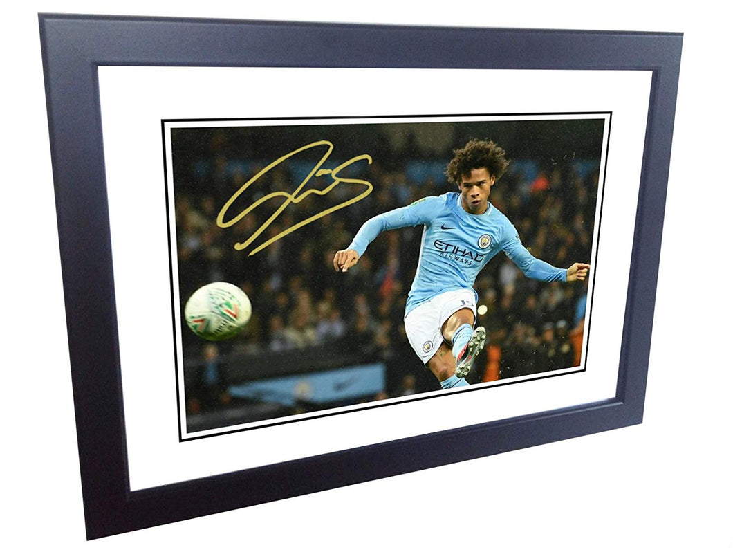 12x8 A4 Signed Leroy Sane Manchester City Autographed Photo Photograph Picture Frame Gift