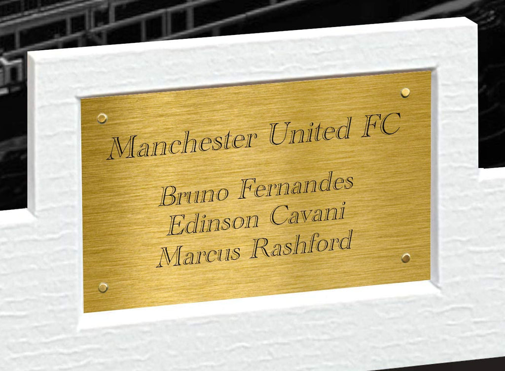 Large A3 Signed Edinson Cavani Bruno Fernandes Marcus Rashford Manchester United Photo Photograph Picture Frame Football Soccer Poster Gift