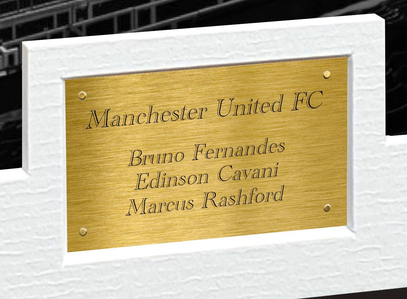 Large A3 Signed Edinson Cavani Bruno Fernandes Marcus Rashford Manchester United Photo Photograph Picture Frame Football Soccer Poster Gift