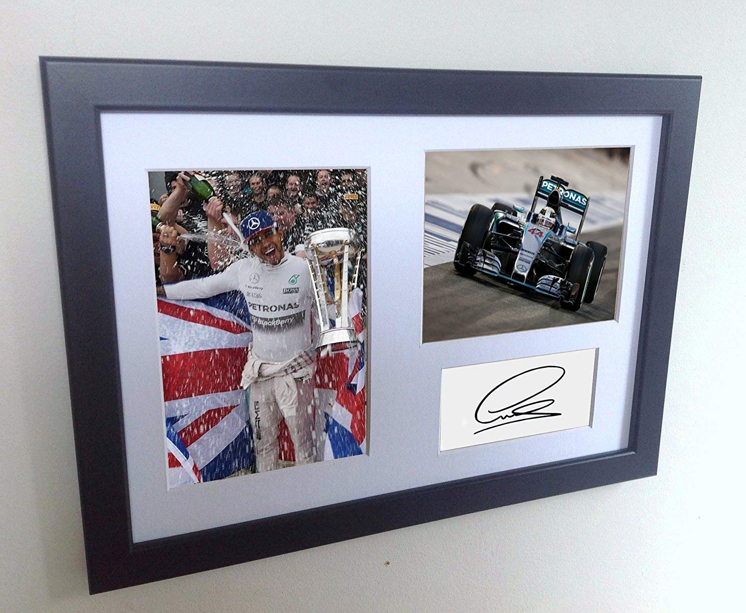 Signed Lewis Hamilton "2015 F1 CHAMPIONSHIP" Autographed Photograph Photo Picture Frame