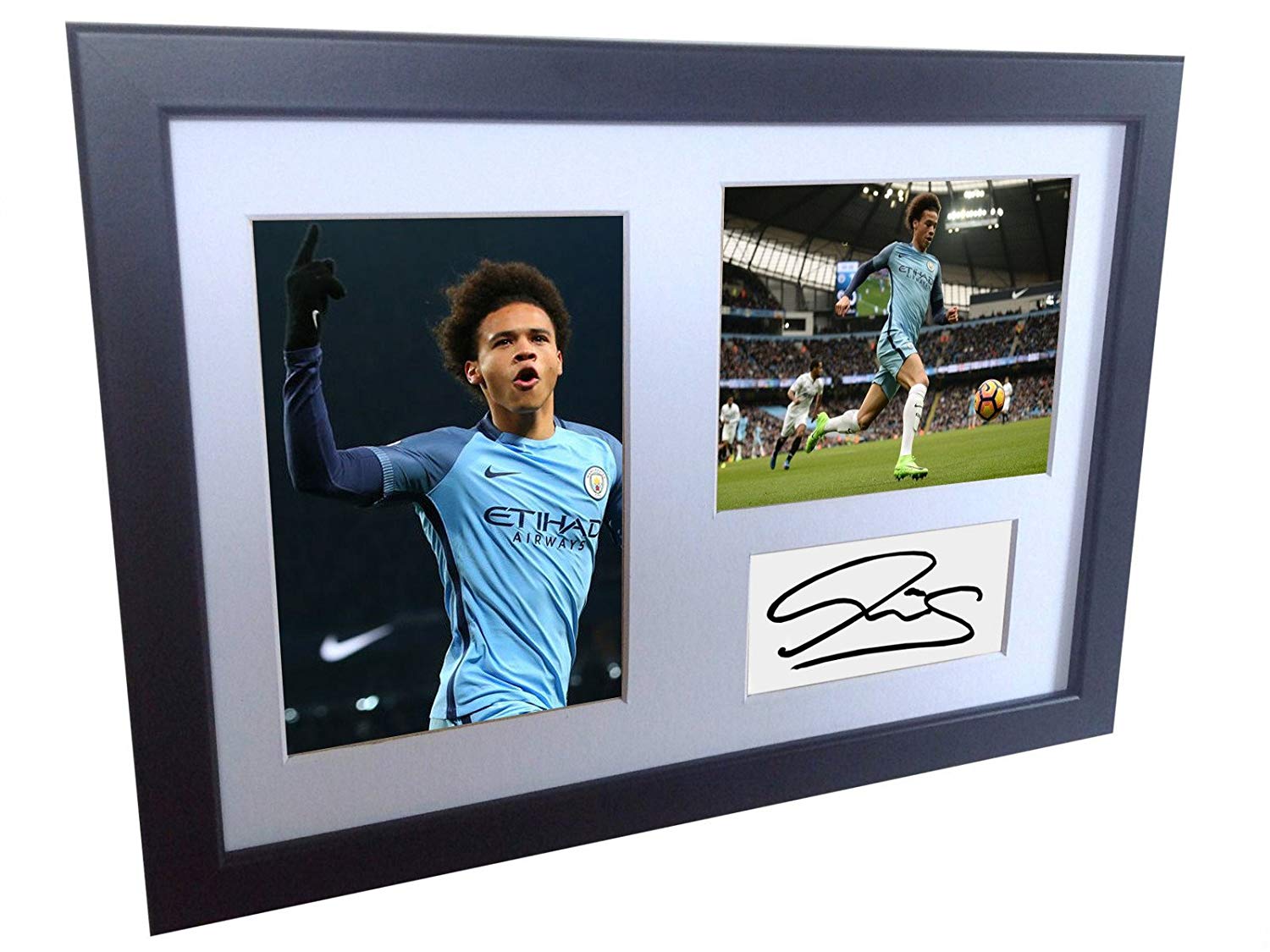 A4 Signed Leroy Sane Manchester City Autographed Photo Photograph Picture Frame Gift 12x8